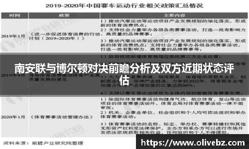 南安联与博尔顿对决前瞻分析及双方近期状态评估